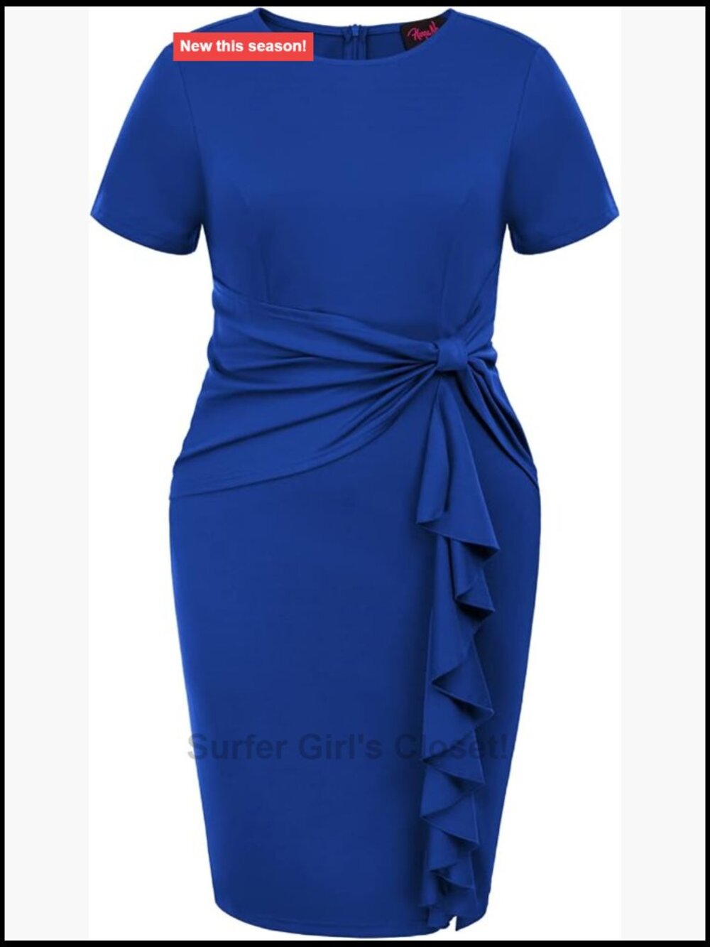 Plus Size Vintage Ruffle Peplum Cocktail Pencil Dress with